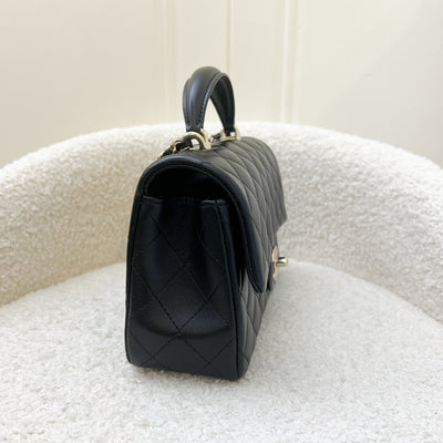 Chanel Top Handle Mini Rectangle Flap in Black Lambskin and LGHW