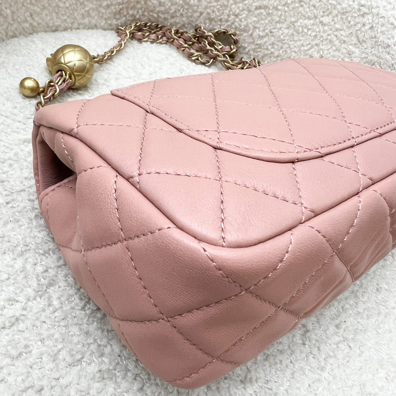 Chanel Pearl Crush Mini Rectangle Flap in 21B Rose Pink Lambskin and AGHW