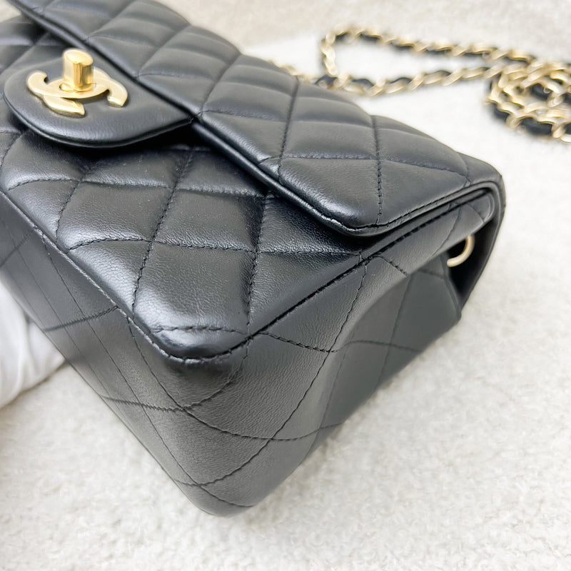 Chanel Classic Mini Rectangle Flap in Black Lambskin and LGHW