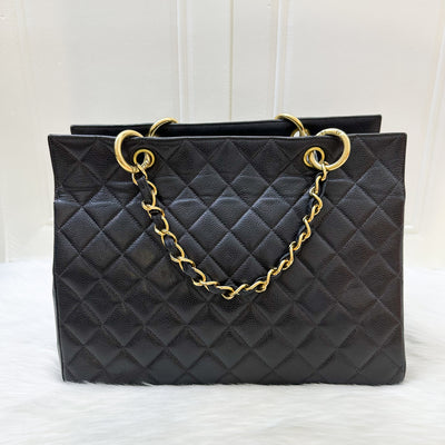 Chanel Vintage Grand Shopping Tote in Black Caviar and GHW