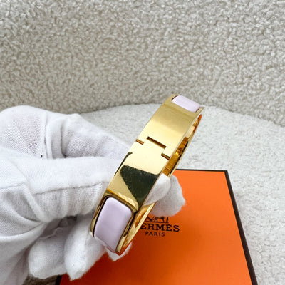 Hermes Clic Cadenas Bracelet in Rose Dragee Enamel Sz PM