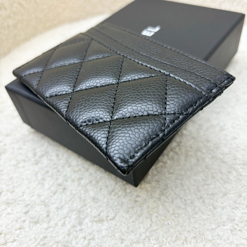 Chanel Classic Flat Card Holder in Black Caviar and GHW