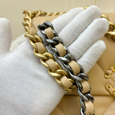 Chanel 19 Small Flap in 22C Beige Lambskin and 3-Tone Hardware