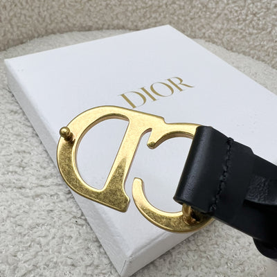 Dior CD Saddle Belt in Black Calfskin, 20 MM and AGHW in Sz 85