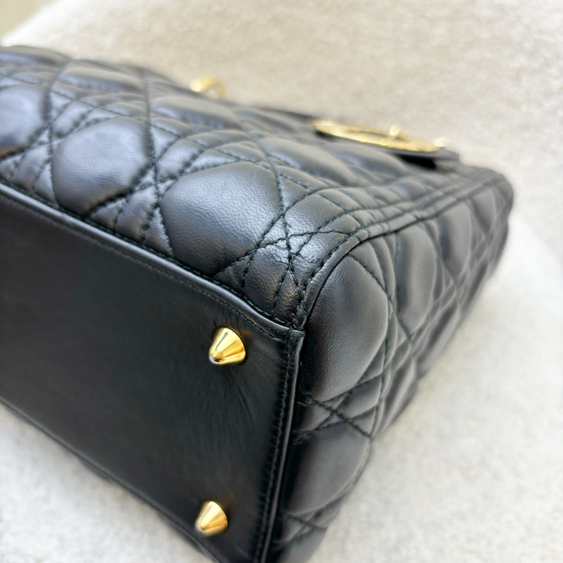 Dior Medium Lady Dior in Black Lambskin and GHW (New Version with Adjustable Strap)