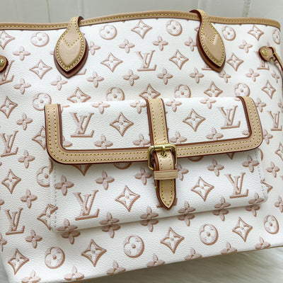 LV Neverfull MM with Front Pocket in Beige Clair Monogram Canvas and GHW (M20921)