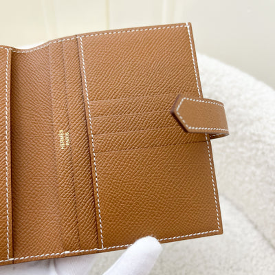 Hermes Bearn Compact Bifold Wallet in Gold Epsom GHW