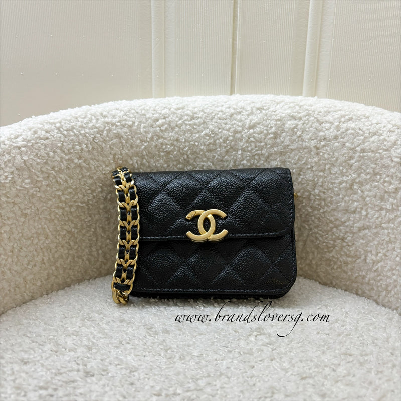 Chanel Mini Clutch on Chain in Black Caviar and AGHW