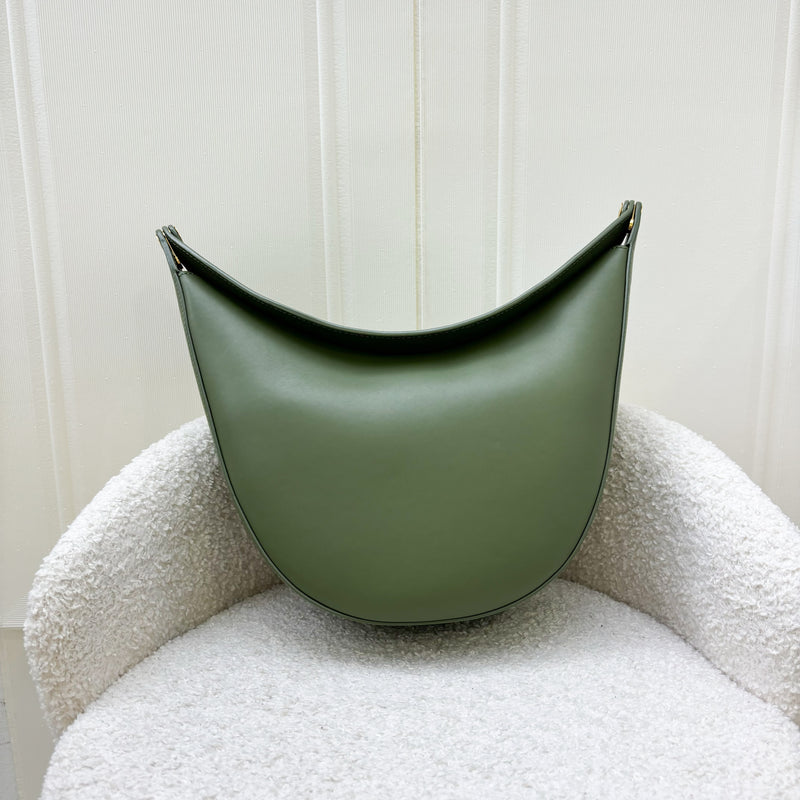 Loewe Luna Shoulder Bag in Olive Green Satin Calfskin and GHW