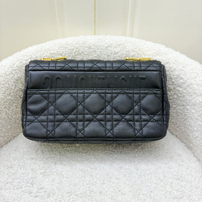 Dior Small Caro Flap Bag in Black Grained Calfskin and GHW