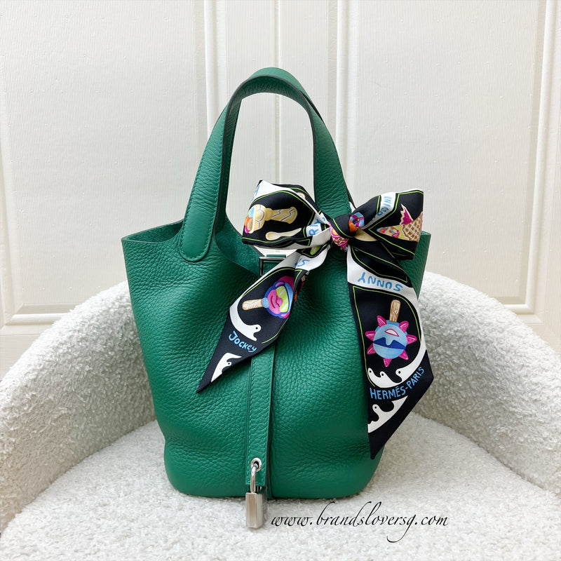 Hermes Picotin 18 in Vert Vertigo Clemence Leather and PHW