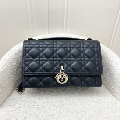 Dior My Dior Top Handle Bag in Black Cannage Lambskin and GHW