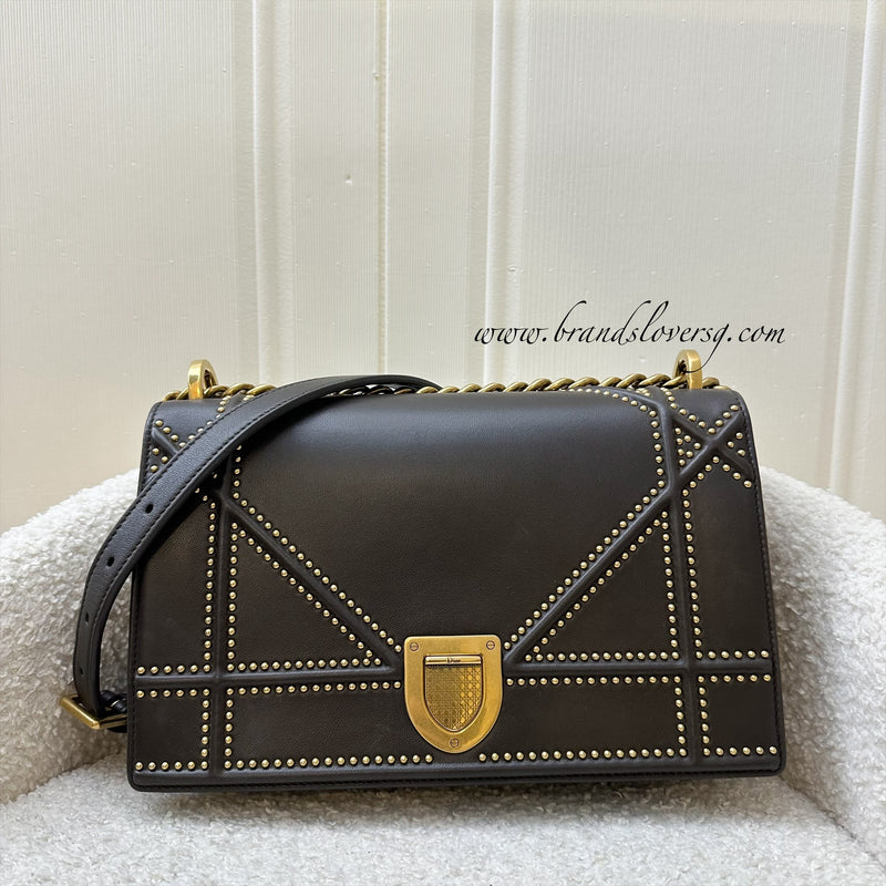 Dior Diorama Shoulder Bag in Dark Brown Leather and GHW