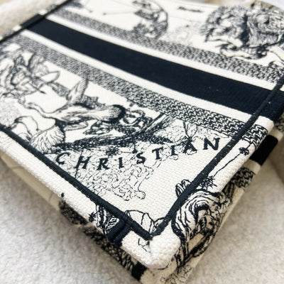 Dior Small Book Tote in Latte and Black Toile de Jouy Zodiac Embroidery