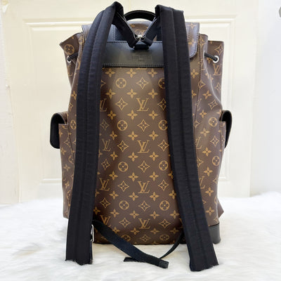 LV Christopher MM Backpack in Monogram Canvas, Black Leather Trim and SHW