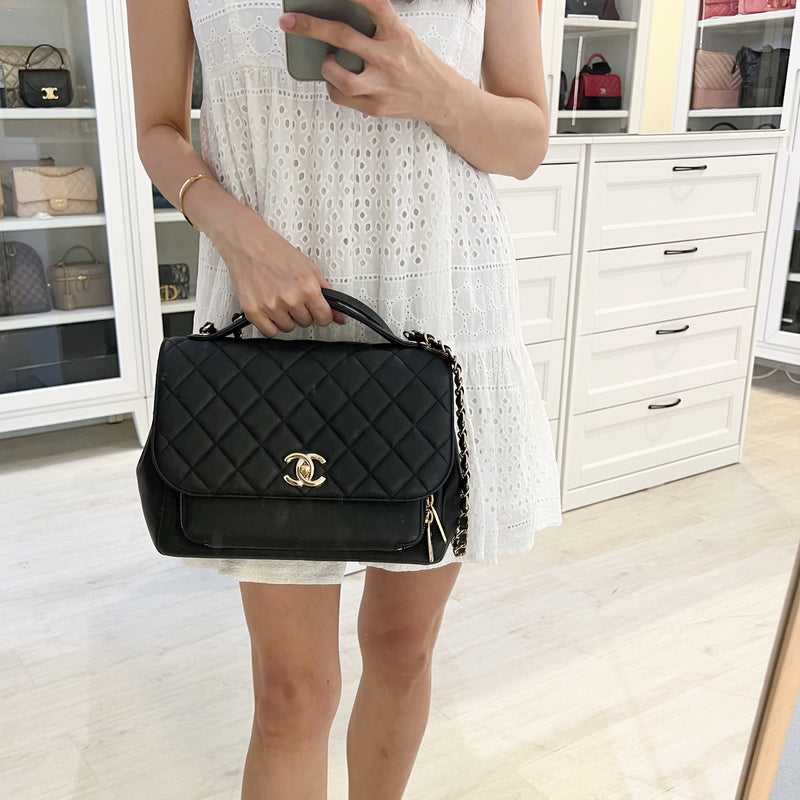 Chanel Large Business Affinity Flap in Black Caviar and LGHW