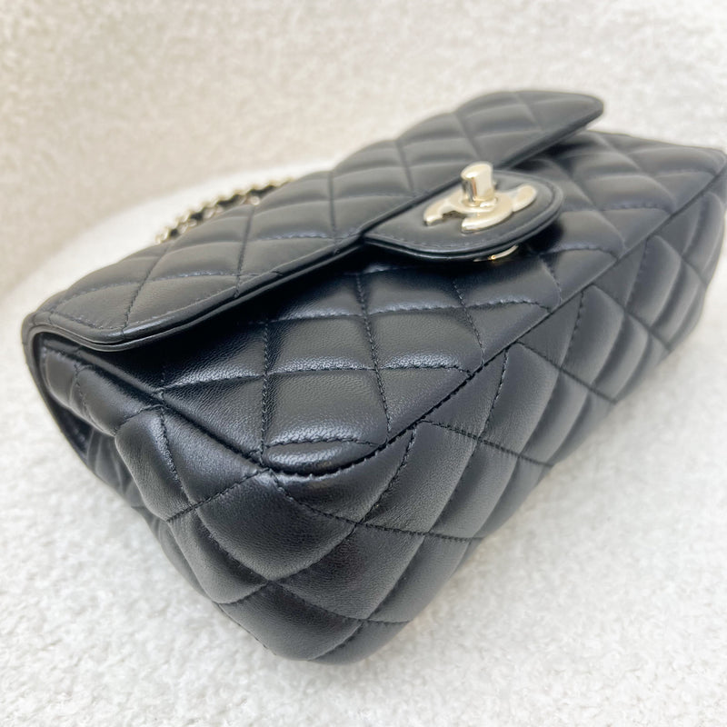 Chanel 23A Mini Rectangle Flap with Crystals Top Handle in Black Lambskin and LGHW