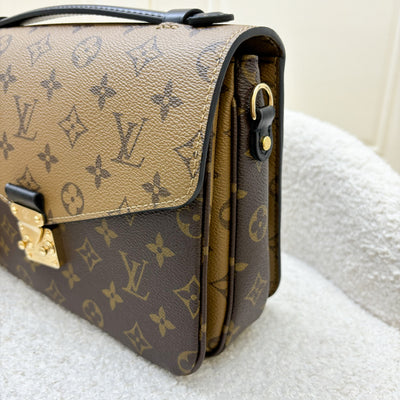 LV Pochette Metis in Reverse Monogram Canvas, Black Leather and GHW