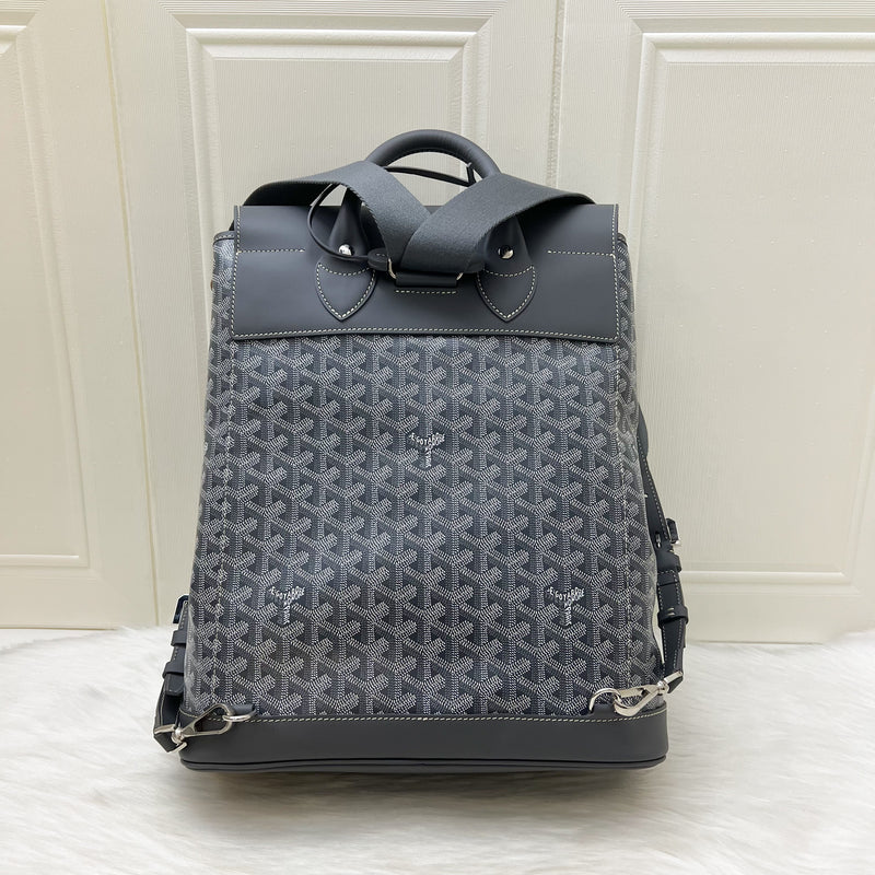 Goyard Alpin MM Backpack in Grey Goyardine Canvas and SHW