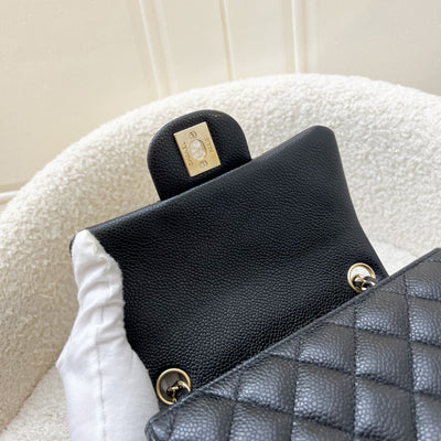 Chanel Classic Mini Square Flap in Black Caviar and LGHW (Model: A35200)