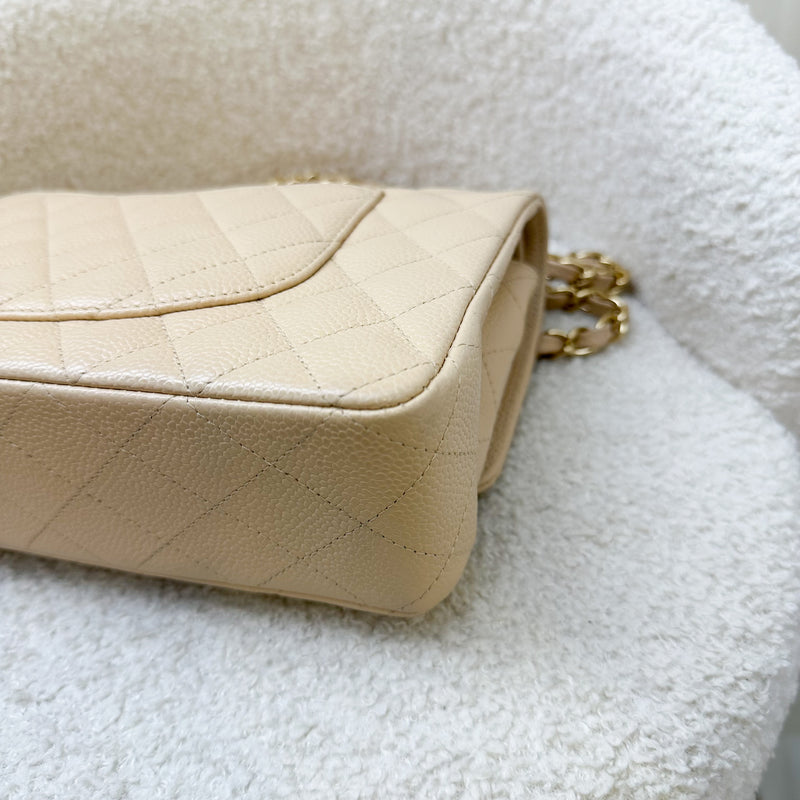 Chanel Medium Classic Flap CF in Beige Caviar and GHW