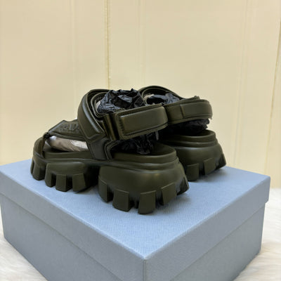 Prada Chunky Sandals in Nappa Leather with Velcro Fasteners Sz 37