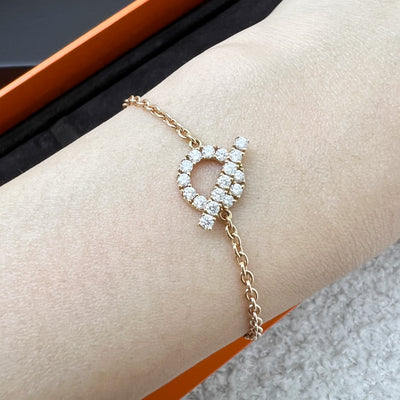 Hermes Finesse Bracelet Paved with Diamonds in 18K Rose Gold