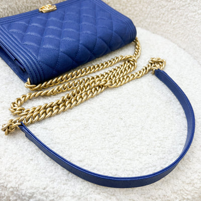 Chanel Boy Wallet on Chain WOC in Blue Caviar and AGHW