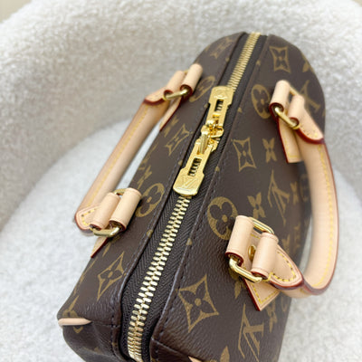 LV Speedy Bandouliere 20 in Monogram Canvas and Adjustable Beige Patterned Strap