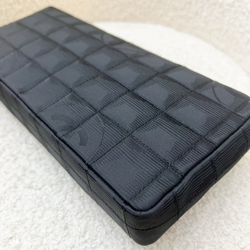 Chanel So Black Vintage East West Flap in Black Fabric and Black HW