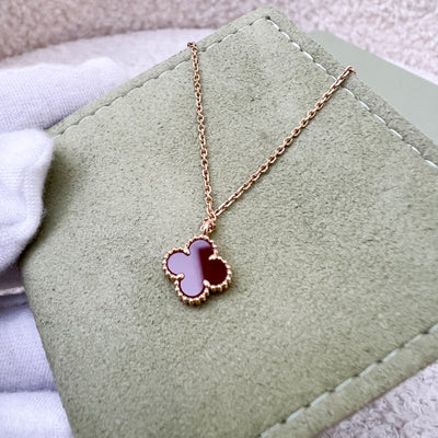 Van Cleef & Arpels VCA Sweet Alhambra Pendant with Carnelian and 18K Rose Gold