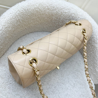 Chanel Medium Classic Flap CF in Beige Clair Caviar and GHW