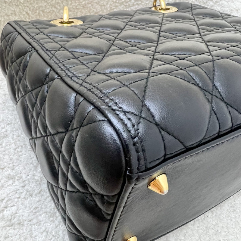 Dior Medium Lady Dior in Black Lambskin and GHW (Newer Version with Adjustable Strap)