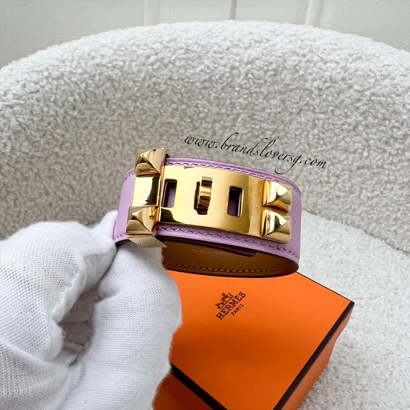 Hermes Collier de Chien CDC 24 Bracelet in Mauve Sylvester Swift Leather and RGHW