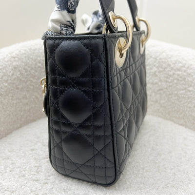 Dior Mini Lady Dior in Black Lambskin and LGHW with Dior Toile de Jouy Sauvage Mitzah