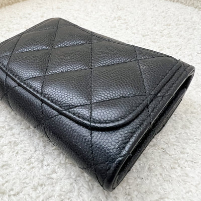 Chanel Classic XL Card Holder / Small Wallet in Black Iridescent Caviar and SHW