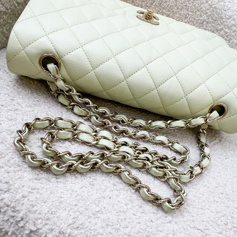 Chanel Medium Classic Flap CF in 22C Apple Green Caviar and LGHW