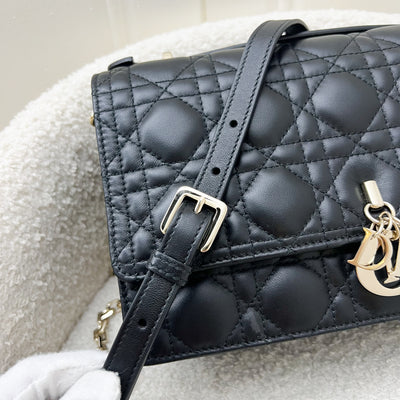 Dior My Dior Top Handle Bag in Black Cannage Lambskin and GHW