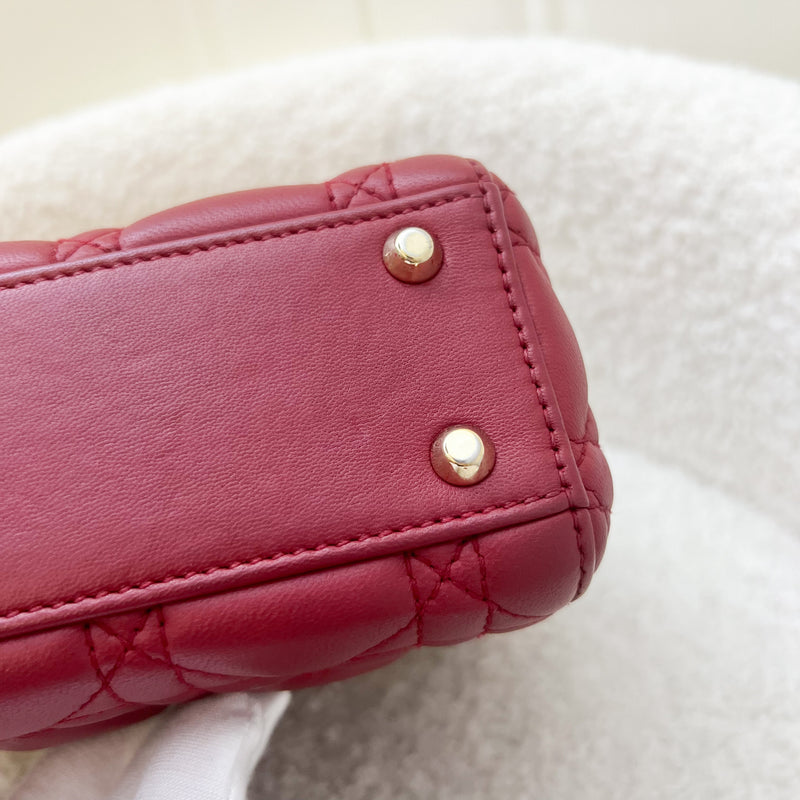 Dior Mini Lady Dior in Cherry Red Lambskin and GHW