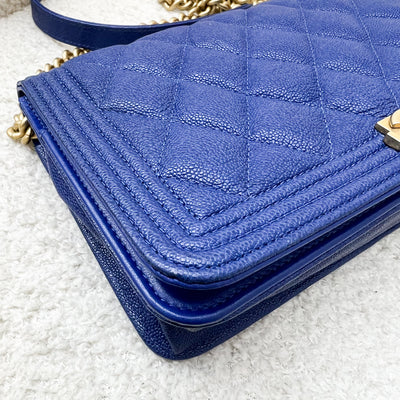 Chanel Boy Wallet on Chain WOC in Blue Caviar and AGHW