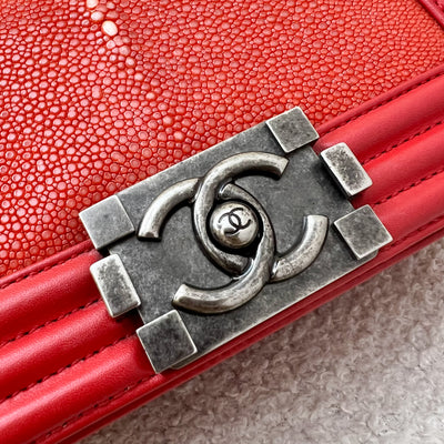 Chanel Small Boy Flap in Red Stingray Leather and RHW