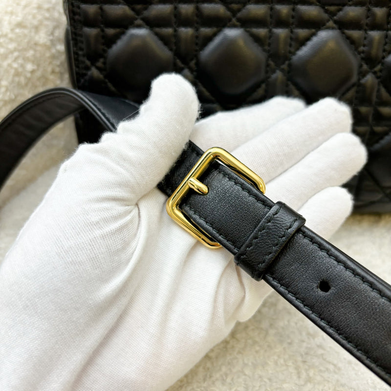 Dior Medium Lady Dior in Black Lambskin and GHW (New Version with Adjustable Strap)