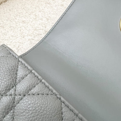 Dior Small Caro Flap in Stone Grey Grained Calfskin and GHW