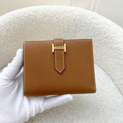 Hermes Bearn Compact Bifold Wallet in Gold Epsom GHW