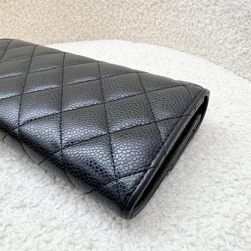 Chanel Classic Long Wallet in Black Caviar and GHW