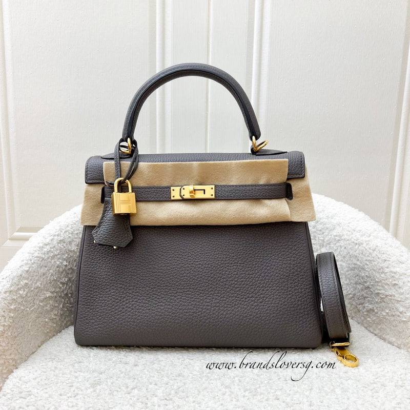 Hermes Kelly 25 in Gris Etain Togo Leather and GHW