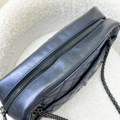 Chanel 2.55 Reissue Camerra Bag in Metallic Blue Distressed Leather and BHW