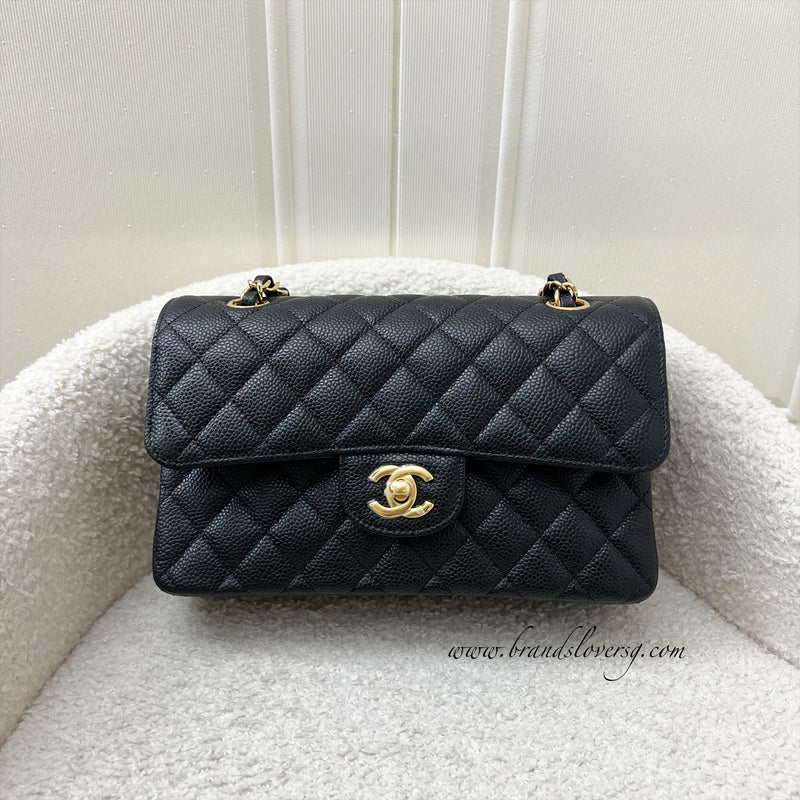 Chanel Small Classic Flap CF in Black Caviar and GHW (Model: A01113)