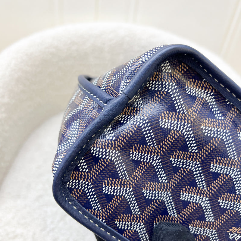Goyard Mini Anjou Tote in Navy Goyardine Canvas with Navy Trim