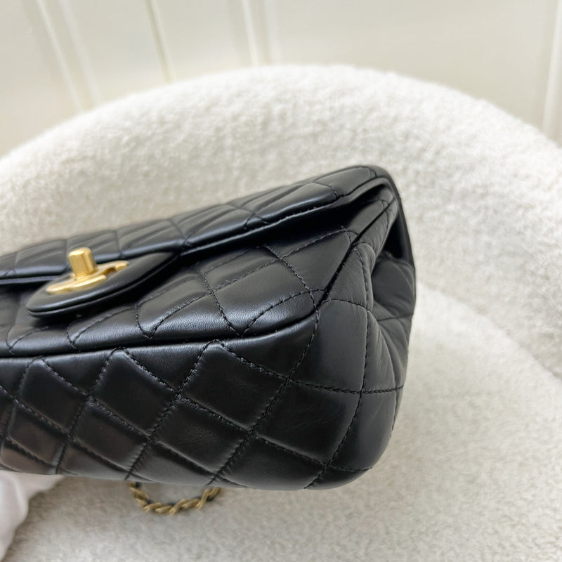 Chanel Pearl Crush Mini Rectangular Flap in Black Lambskin and AGHW (Model: AS1787)